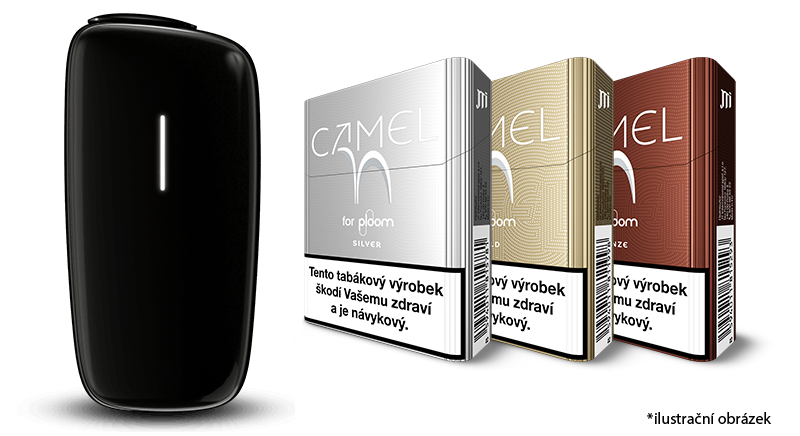 Startovací sada - černé Ploom X zařízení a 3 krabičky Camel náplní s příchutí Silver, Gold a Bronze